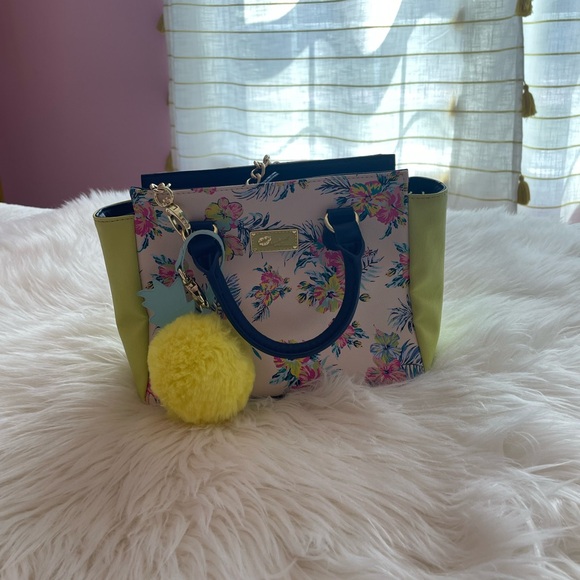 Betsey Johnson Handbags - Betsey Johnson Blue, White, Yellow & Pink Tropical Purse w/ Removable Straps